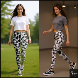 Pixel Muster Halb schwarz und halb weiß Leggings