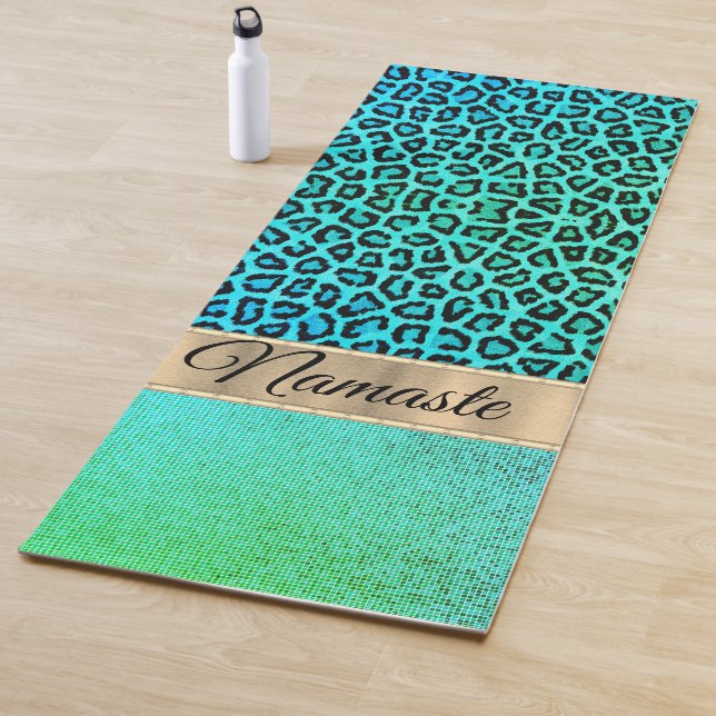 Pixel Neon Green Leopard Personalisiert Yogamatte (Beispiel)