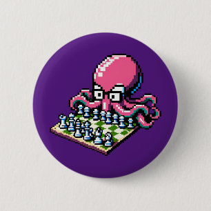 Pixel Octopus Schach Retro Strategie Brettspiel Ar Button