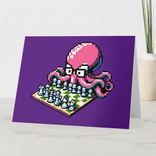 Pixel Octopus Schach Retro Strategie Brettspiel Ar Karte (Vorderseite)