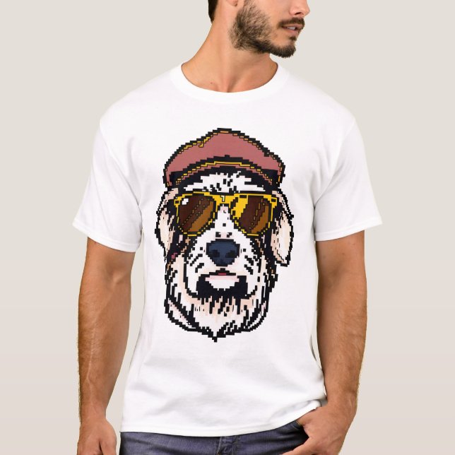 Pixel Old English Sheepdog T-Shirt (Vorderseite)
