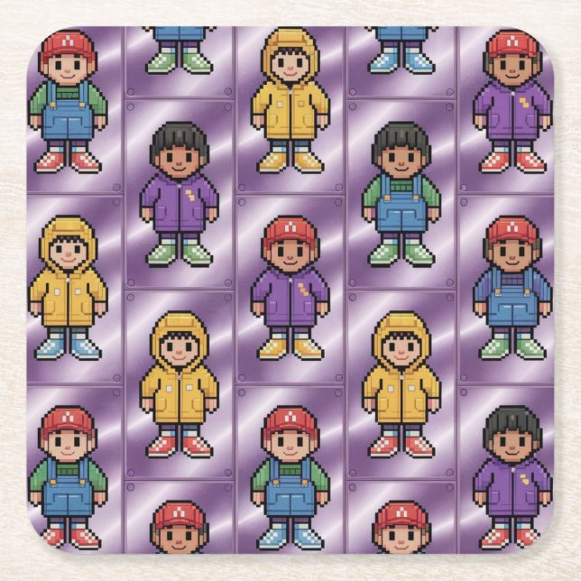Pixel Pals Kids Untersetzer Set (Vorderseite)