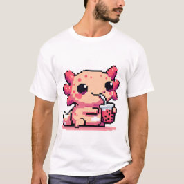 Pixel-Perfect Axolotl-Sipping-Boba T-Shirt