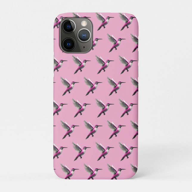 Pixel Pink Hummingbird Case-Mate iPhone Hülle (Rückseite)