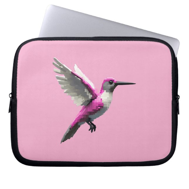 Pixel Pink Hummingbird Laptopschutzhülle (Vorderseite)