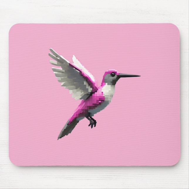 Pixel Pink Hummingbird Mousepad (Vorne)