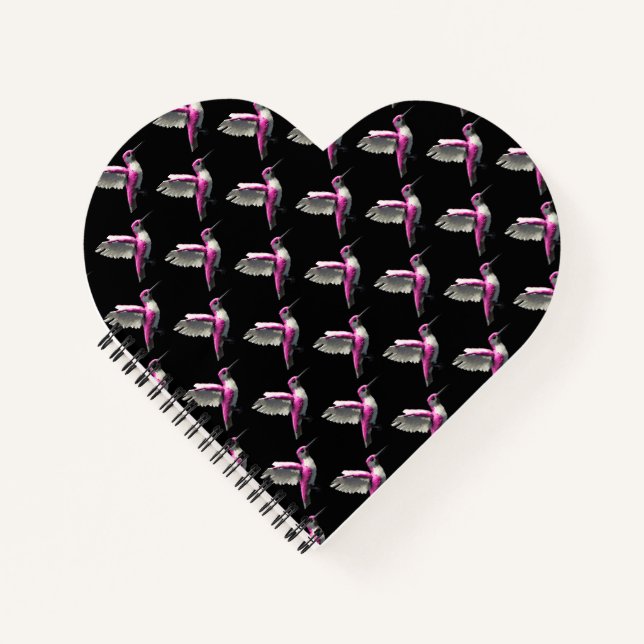 Pixel Pink Hummingbird Notizbuch (Vorderseite)