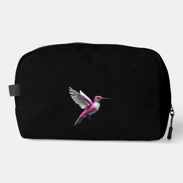 Pixel Pink Hummingbird Waschbeutel (Vorderseite)