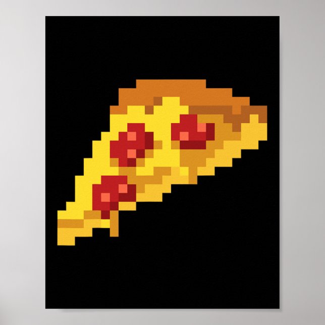 Pixel Pizza 80er Video Game Retro 8-Bit Halloween  Poster (Vorne)