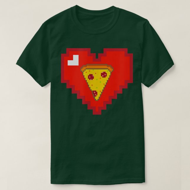 Pixel Pizza Heart 80s Video Game Love 13282855 T-Shirt (Design vorne)