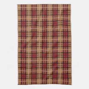 Pixel Plaid in Rot und Gold Handtuch