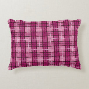 Pixel Plaid_Magenta-Black Dekokissen