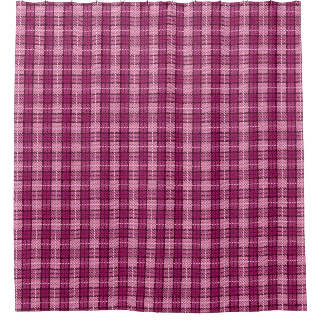 Pixel Plaid_Magenta-Black Duschvorhang (Vorderseite)