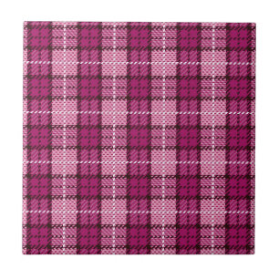 Pixel Plaid_Magenta-Black Fliese