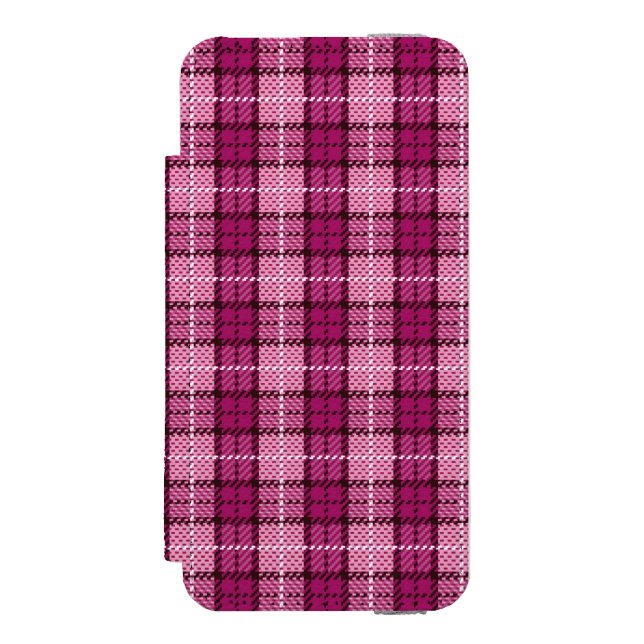 Pixel Plaid_Magenta-Black Incipio iPhone Geldbeutel-Hülle (Folio Vorderseite)