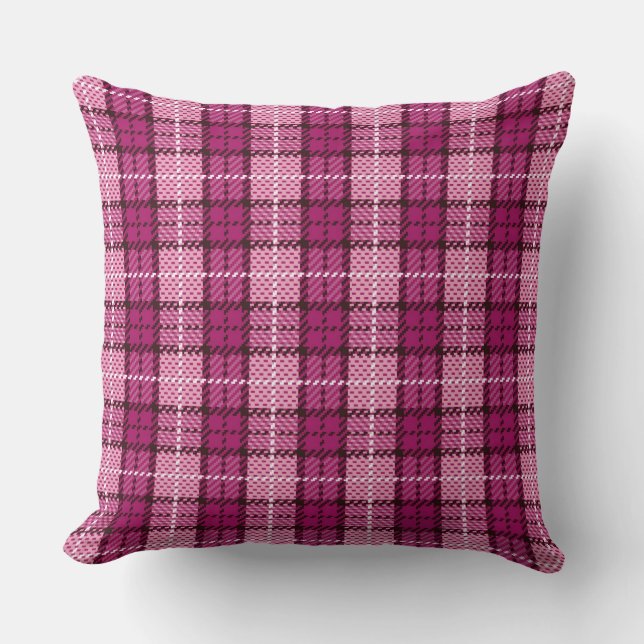 Pixel Plaid_Magenta-Black Kissen (Vorderseite)
