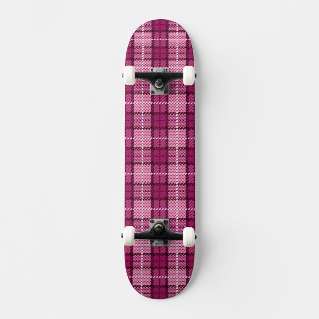 Pixel Plaid_Magenta-Black Skateboard (Vorderseite)
