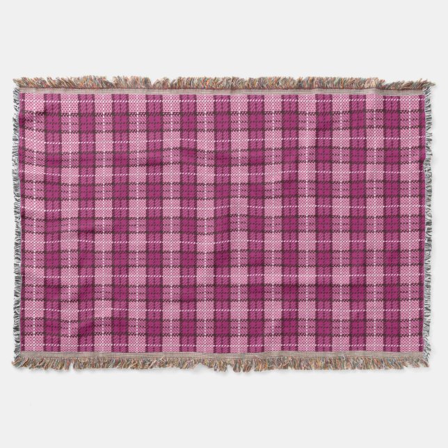 Pixel Plaid_Magenta-Schwarz Decke (Vorderseite)