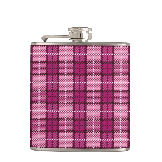 Pixel Plaid_Magenta-Schwarz Flachmann (Vorderseite)