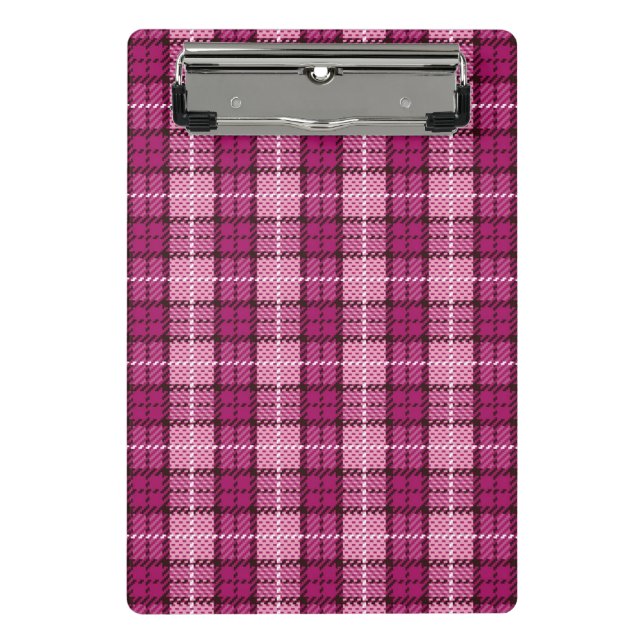 Pixel Plaid_Magenta-Schwarz Mini Klemmbrett (Vorderseite)