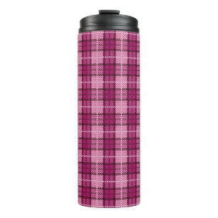 Pixel Plaid_Magenta-Schwarz Thermosbecher