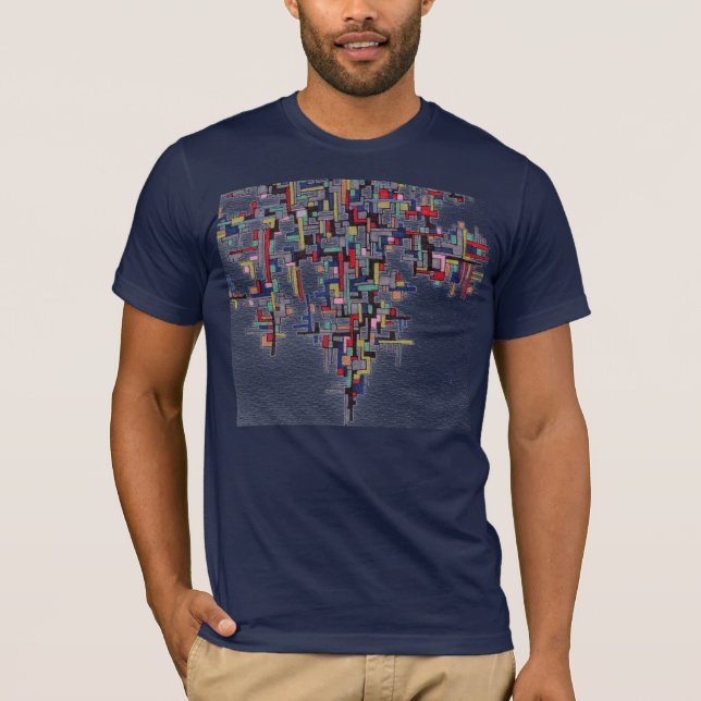 Pixel-Pop-abstrakte Fraktal Designe T-Shirt (Vorderseite)