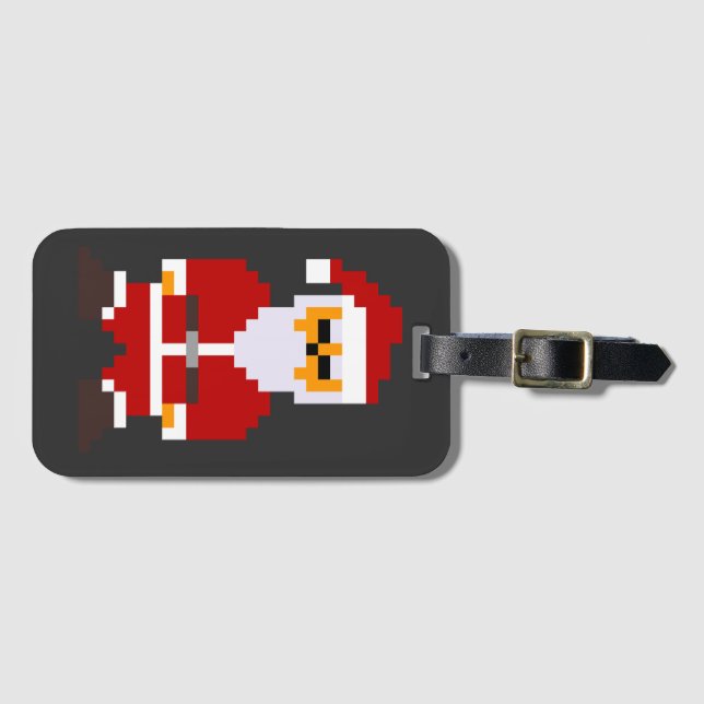 Pixel Pose Weihnachtsmann Gepäckanhänger (Vorderseite (Horizontal))