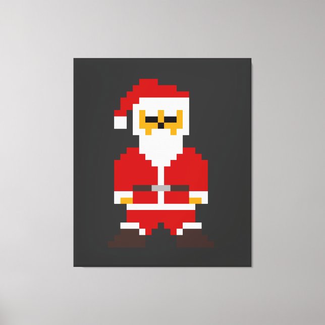 Pixel Pose Weihnachtsmann Leinwanddruck (Vorderseite)