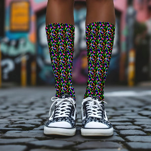 Pixel-Prüfmuster Abstrakt Geeky farbig Socken
