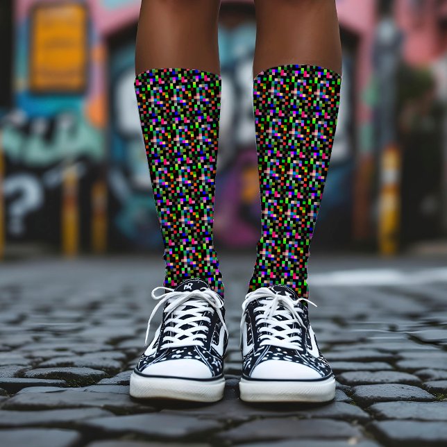 Pixel-Prüfmuster Abstrakt Geeky farbig Socken (Von Creator hochgeladen)