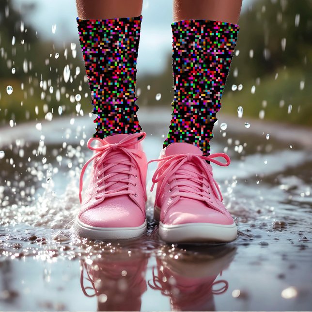 Pixel-Prüfmuster Abstrakt Geeky farbig Socken (Von Creator hochgeladen)