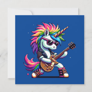 Pixel Punk Rock Unicorn Einladung