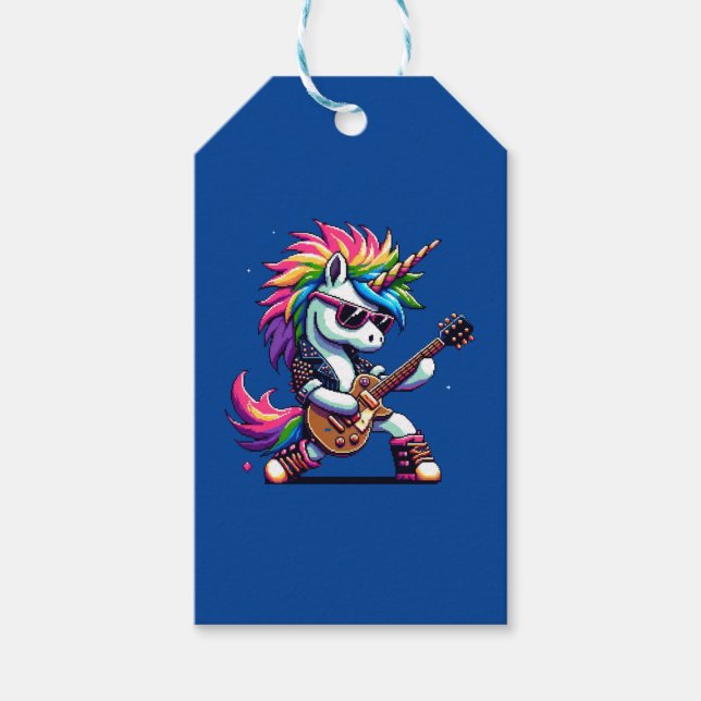 Pixel Punk Rock Unicorn Geschenkanhänger (Vorderseite)