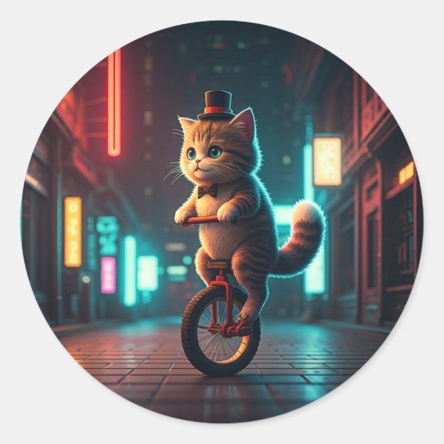 Pixel Purr-fect Runder Aufkleber (Vorderseite)