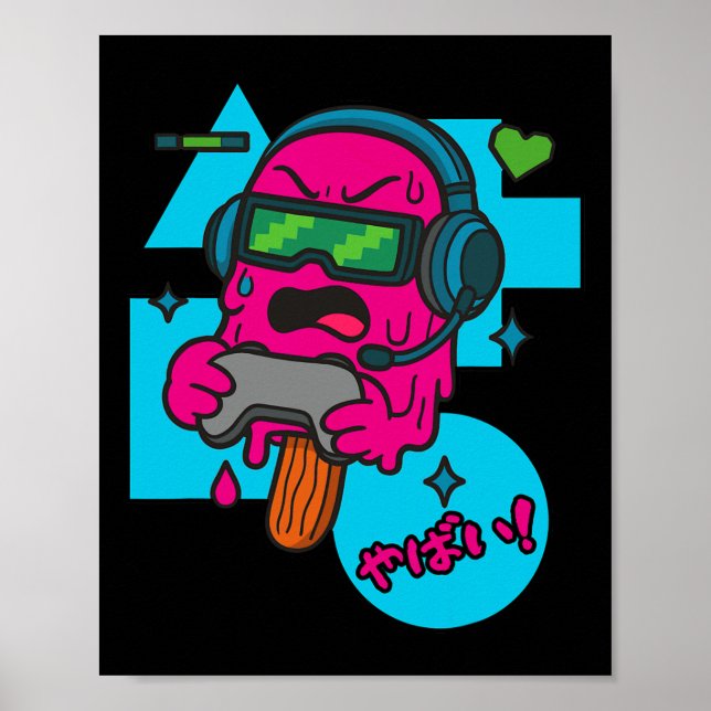 Pixel Rage Gamer Popsicle Funny Melting Ice Cream  Poster (Vorne)