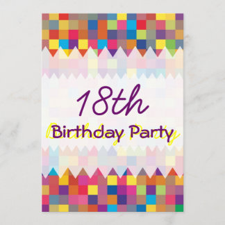 Pixel Rainbow Square Muster Geburtstag Einladung