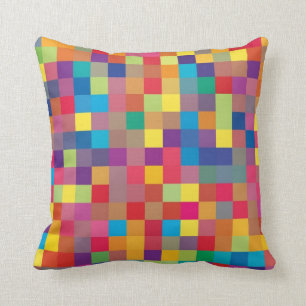 Pixel-Regenbogen-Quadrat-Muster Kissen