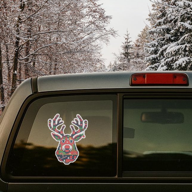 Pixel Reindeer Retro Ugly Sweater Sticker (Von Creator hochgeladen)