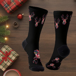 Pixel Reindeer Ugly Sweater Christmas Socks Socken