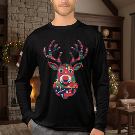 Pixel-Rentier-Hässlich-Pullover-Weihnachts-Shirt Tri-Blend Shirt
