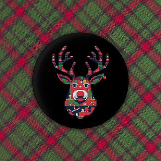 Pixel-Rentier-Retro-Hässlich-Weihnachtspullover-Kn Button