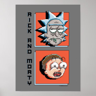 Pixel, Rick und Morty Panel Grafik Poster