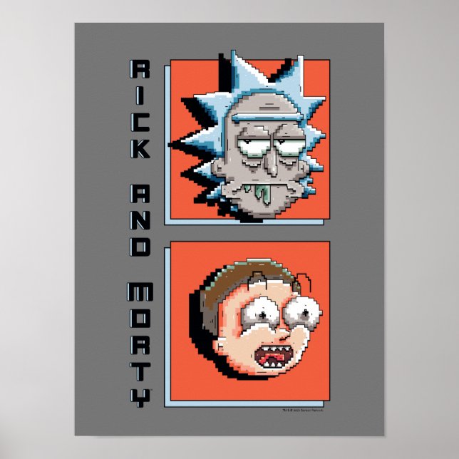 Pixel, Rick und Morty Panel Grafik Poster (Vorne)