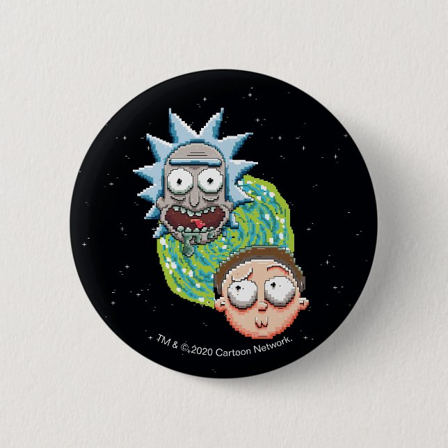 Pixel Rick und Morty Portal Grafik Button (Vorderseite)