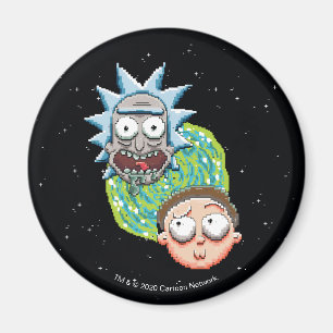 Pixel Rick und Morty Portal Grafik Magnet