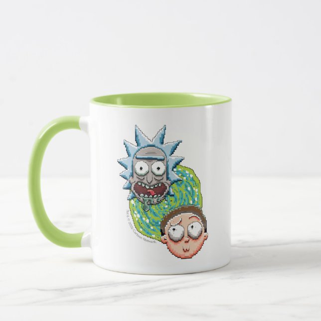 Pixel Rick und Morty Portal Grafik Tasse (Links)