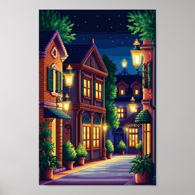 Pixel-Ruhe: Flüstern Sie in warmen Nächten Poster (Vorne)