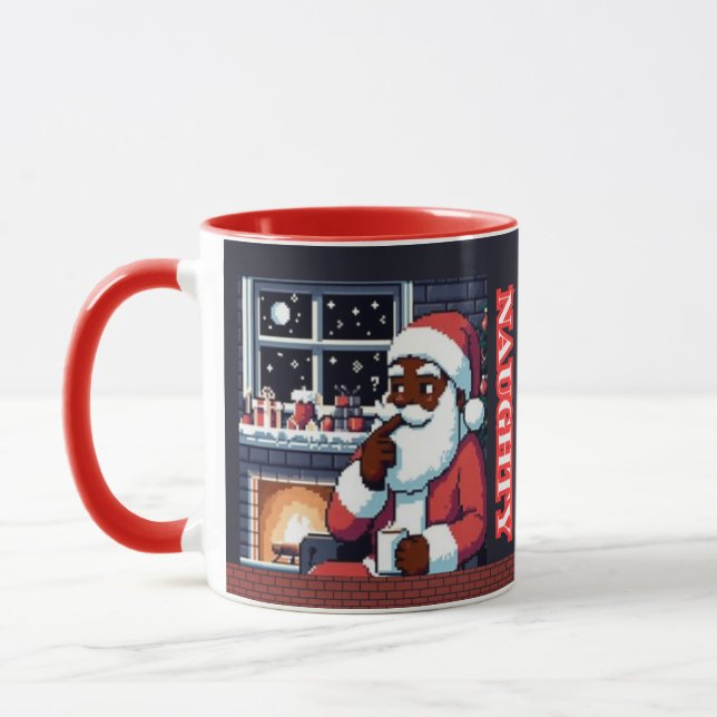 Pixel schwarz Santa naughty oder schöne Nacht mit  Tasse (Links)