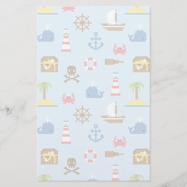 Pixel Sea Art Muster Briefpapier (Vorderseite)
