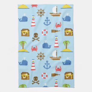 Pixel Sea Art Muster Geschirrtuch